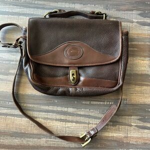Dooney & Bourke Leather Briefcase Messenger Bag Brown Pebbled Crossbody
